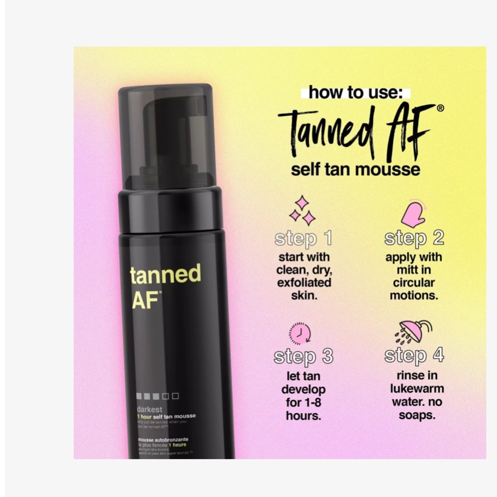 b.tan | tanned AF 200mL Bottle | Tanning Mousse Travel Darkest Color Self Tan 2 - Picture 8 of 13